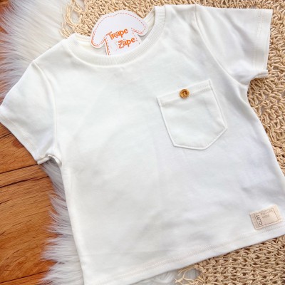 Conj. Camiseta com Bolsinho e Bermuda - Off White e Ferrugem
